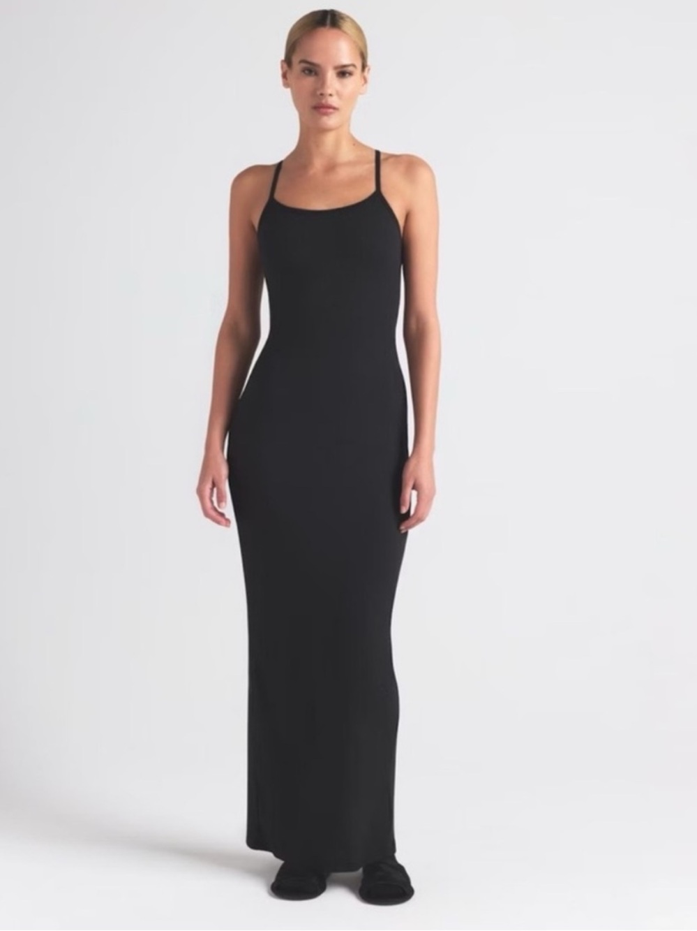 SKIMS NWT Cotton Rib Long Tank Dress - Soot